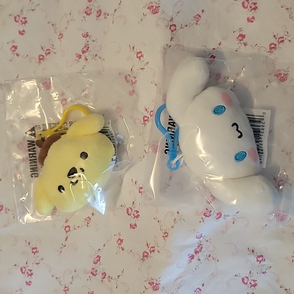 NWT Cinnamoroll & Pompurin 2022 plus key chains
